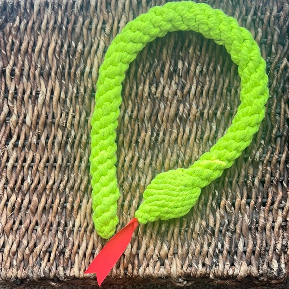 Bright Green Knitted Snake Toy